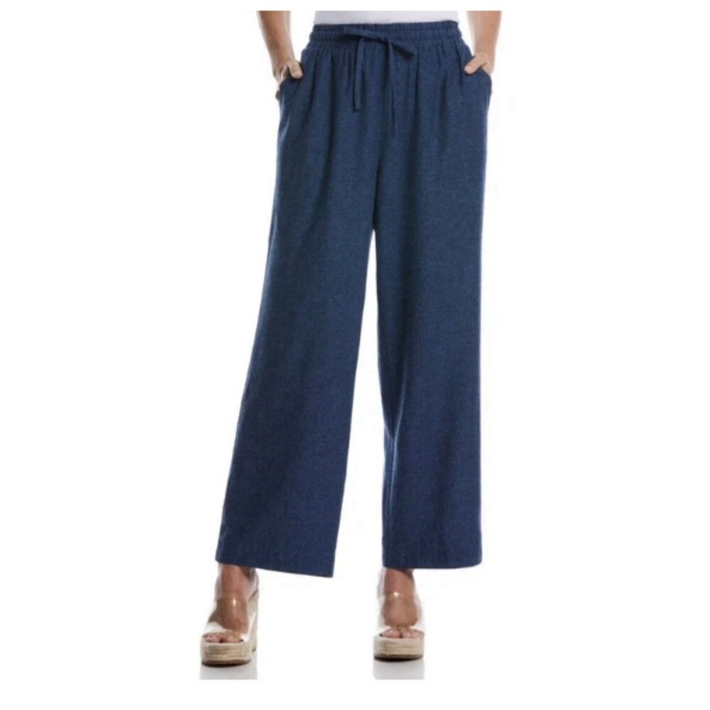Rafaella Women’s Linen Blend Pants – Navy Blue – Size XL – NWT – Pull-On